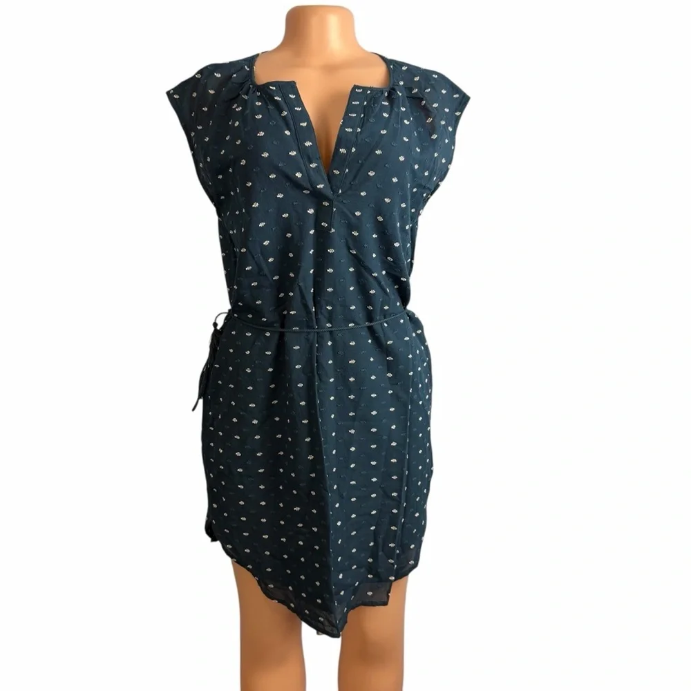 Loft Blue Sleeveless Tie-Waist Shirtdress - Picture 3 of 9